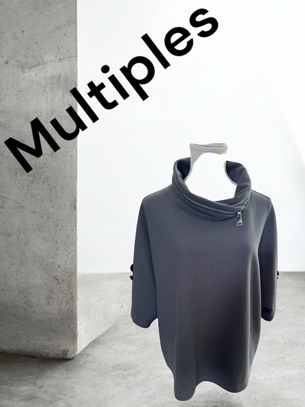 MULTIPLES -Sz S- Women’s Sage Zip-Neck Pullover Sweater - Oversized